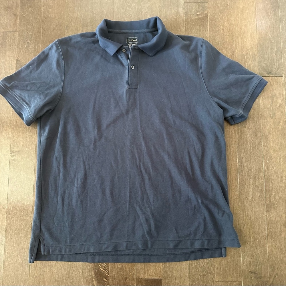 LL Bean Premium‎ Double L Polo Banded, Short-Sleeve Without Pocket Navy XL